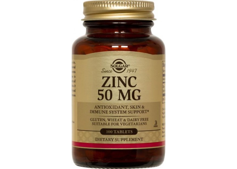 Solgar Zinc Gluconate 50 mg tabs 100s epharm